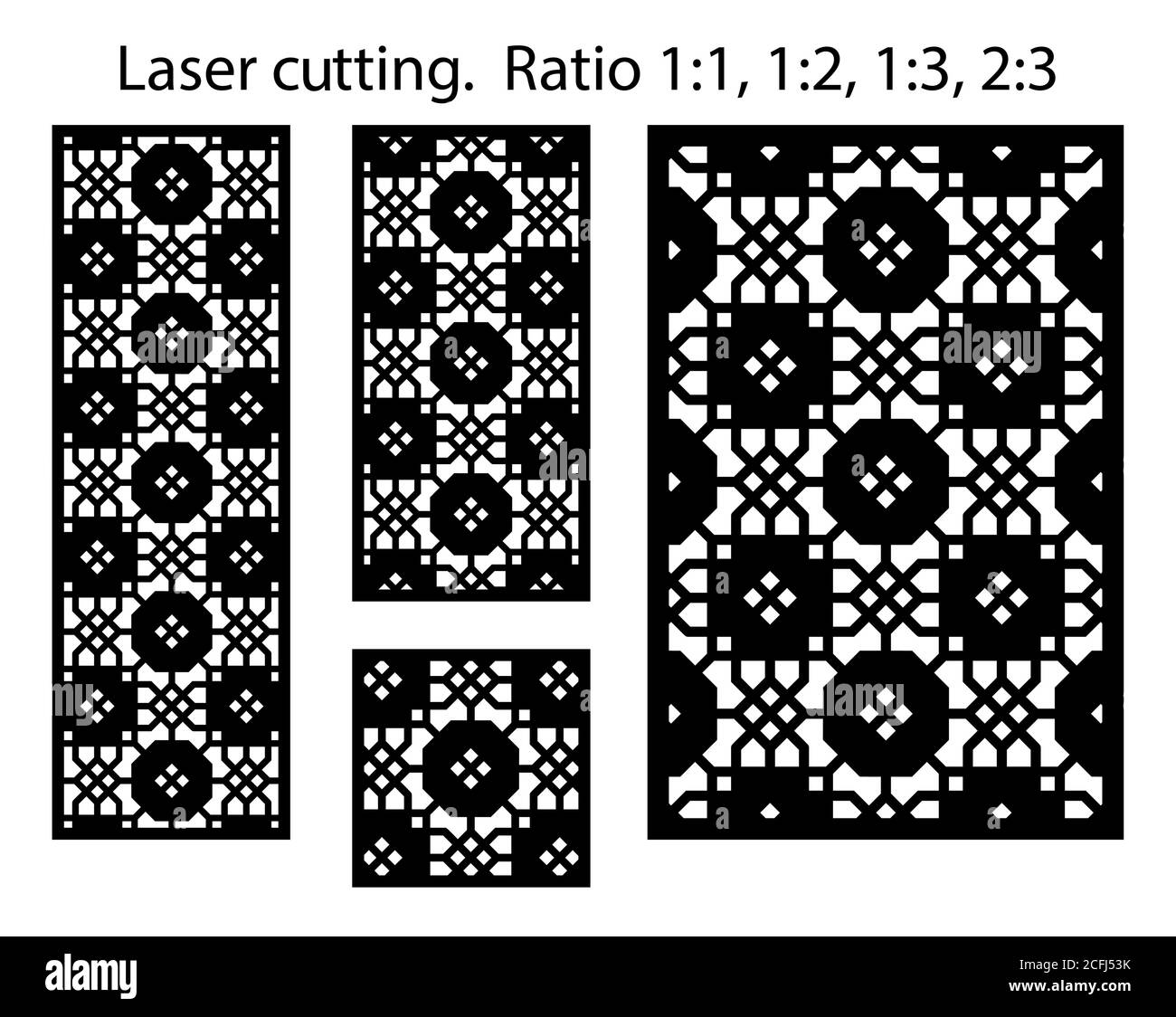 Écran de protection, modèle de clôture de confidentialité. Panneau vectoriel découpé au laser, écran, clôture, séparateur. CNC motif décoratif, design jali, élément intérieur. Islamique Illustration de Vecteur