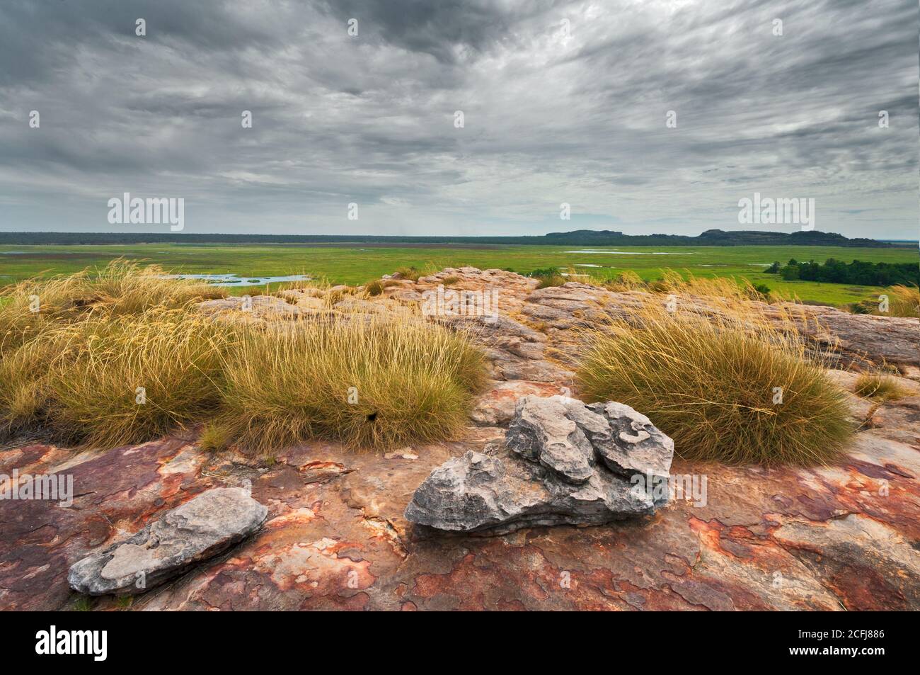 Vue depuis le célèbre rocher d'Ubirr dans le parc national de Kakadu. Banque D'Images