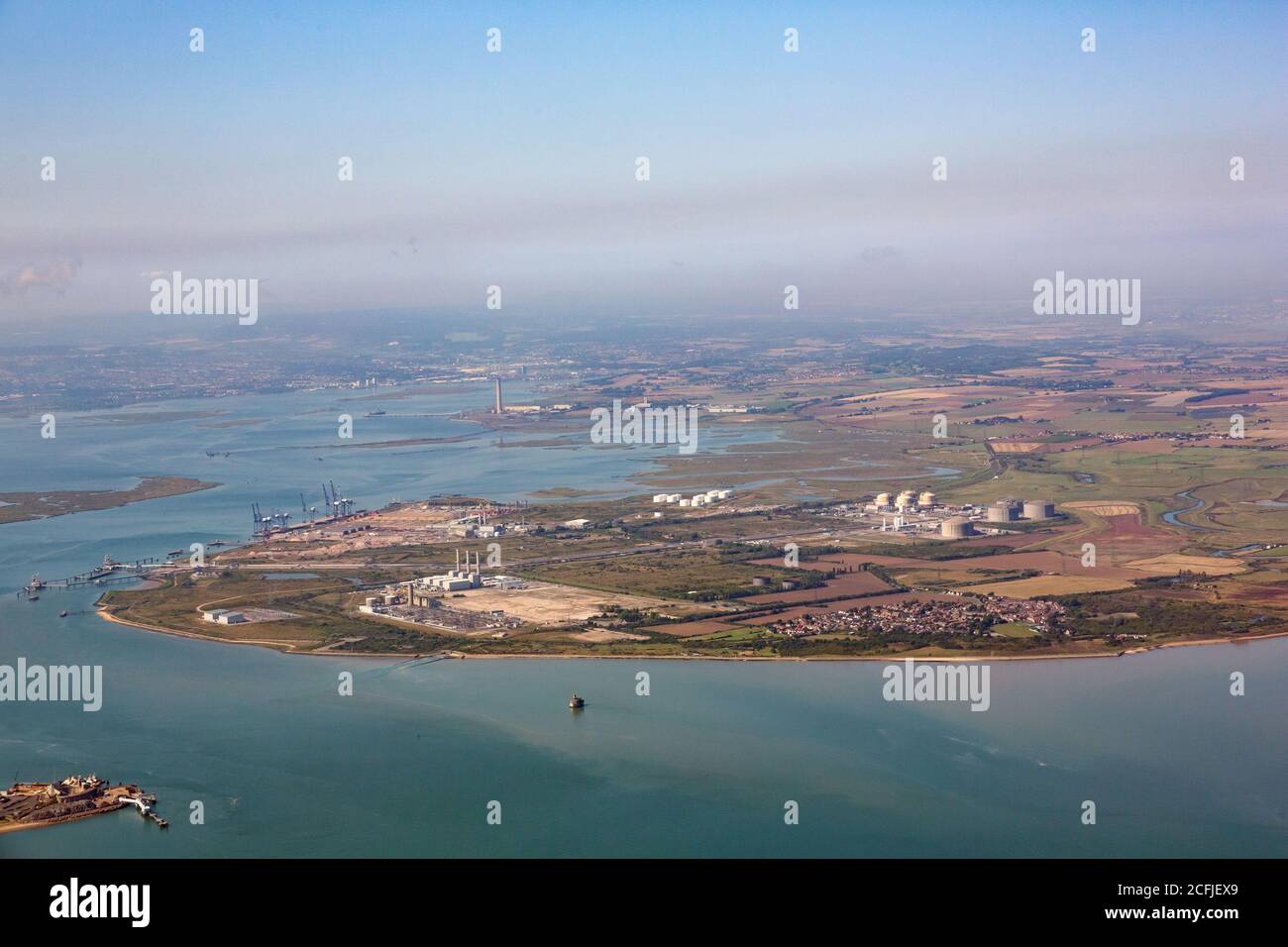 Vue aérienne de l'île de grain dans le Kent, Royaume-Uni Banque D'Images