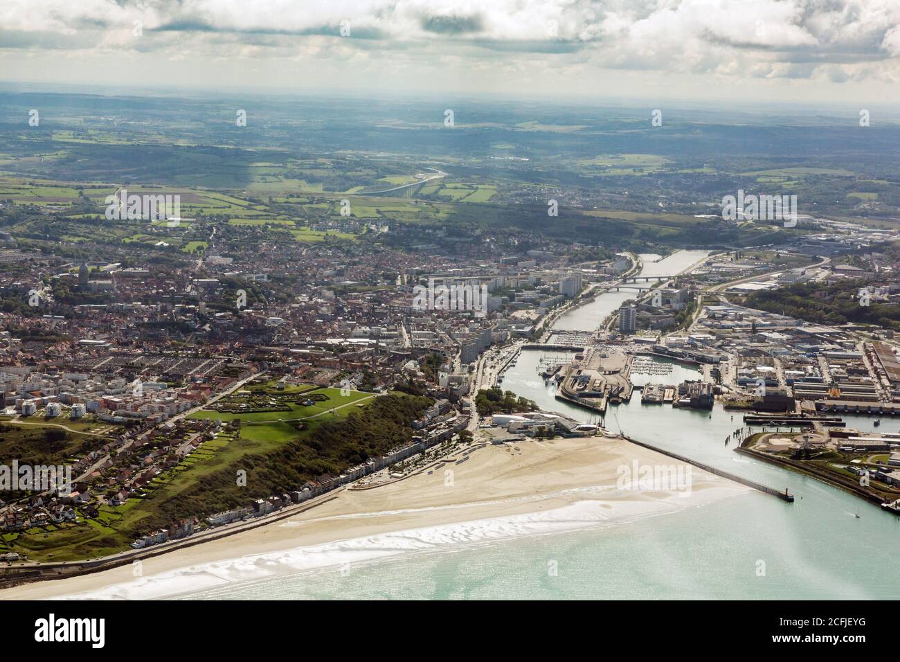 Vue aérienne de Boulogne-sur-Mer en France Banque D'Images