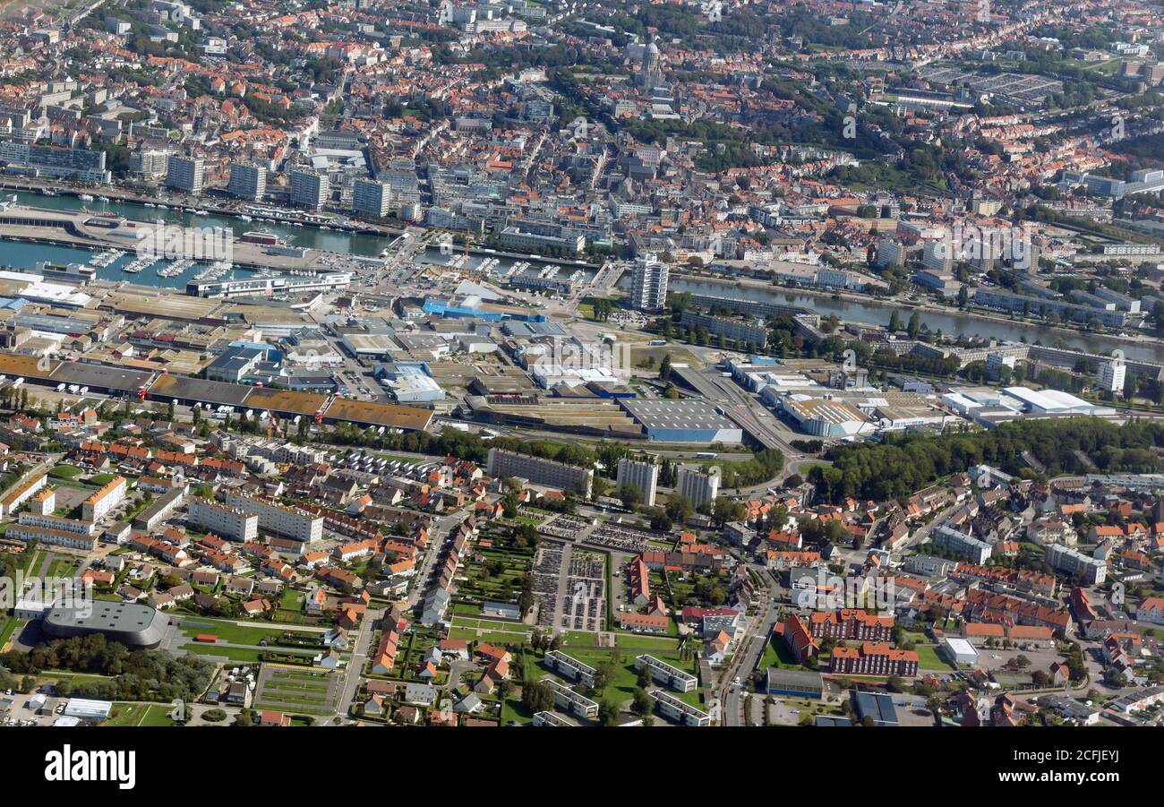 Vue aérienne de Boulogne-sur-Mer en France Banque D'Images