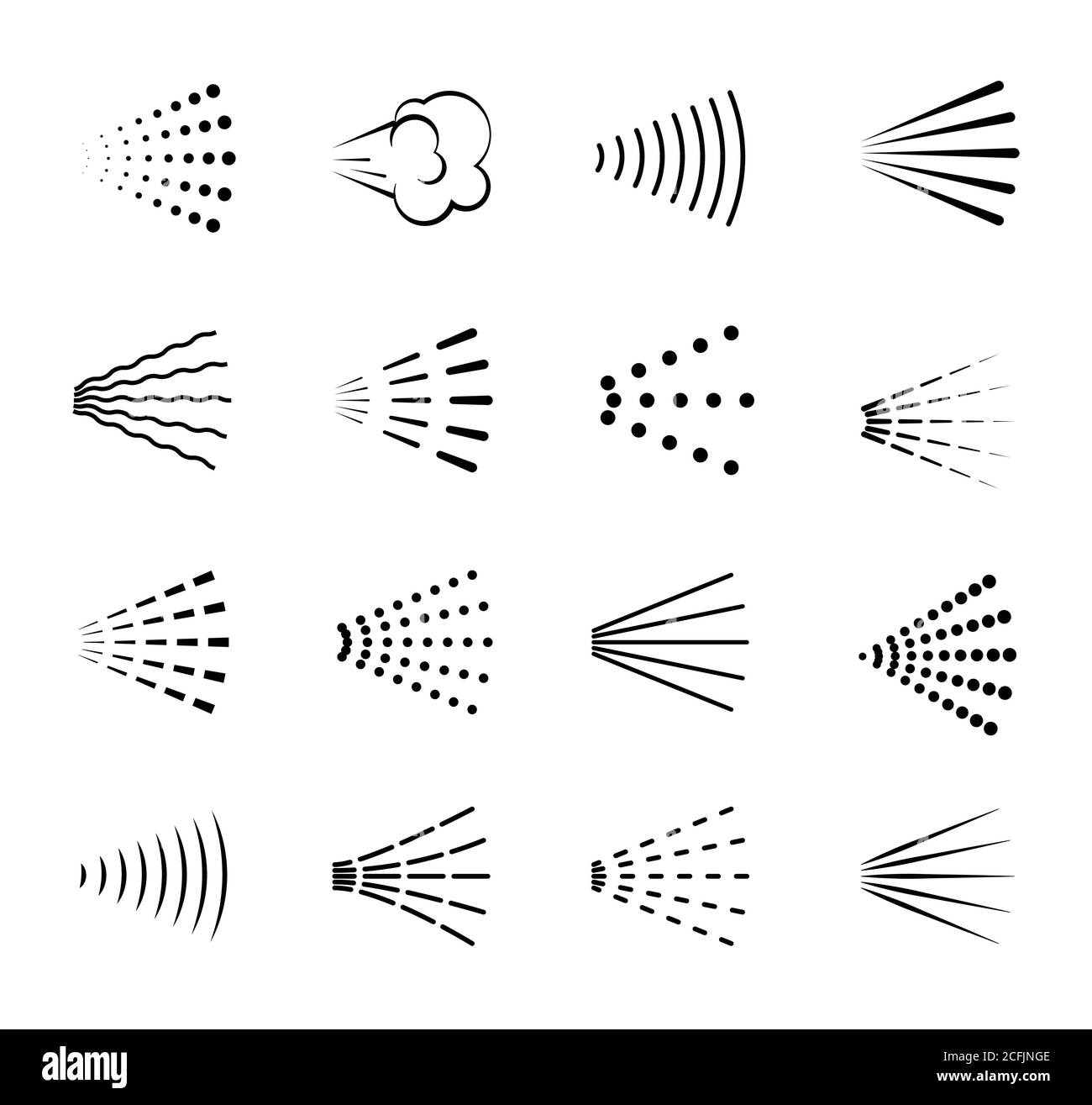 Différents jeux de panneaux de pulvérisation. Collection de symboles de pulvérisation simple. Isolé. Illustration vectorielle. Illustration de Vecteur