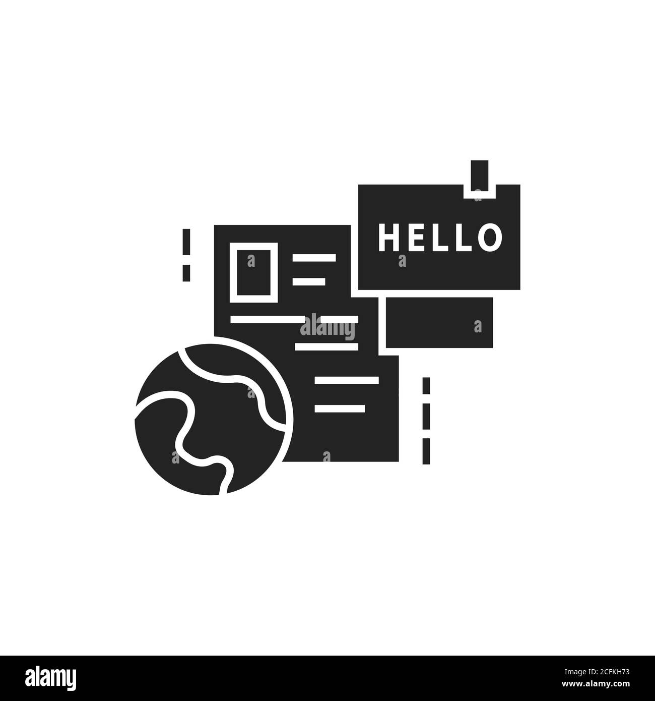 Cours de langue icône de glyphe noir. Club parlant. Camp d'apprentissage des langues, programme d'été, apprendre des langues étrangères. Pictogramme pour page Web, application mobile Illustration de Vecteur