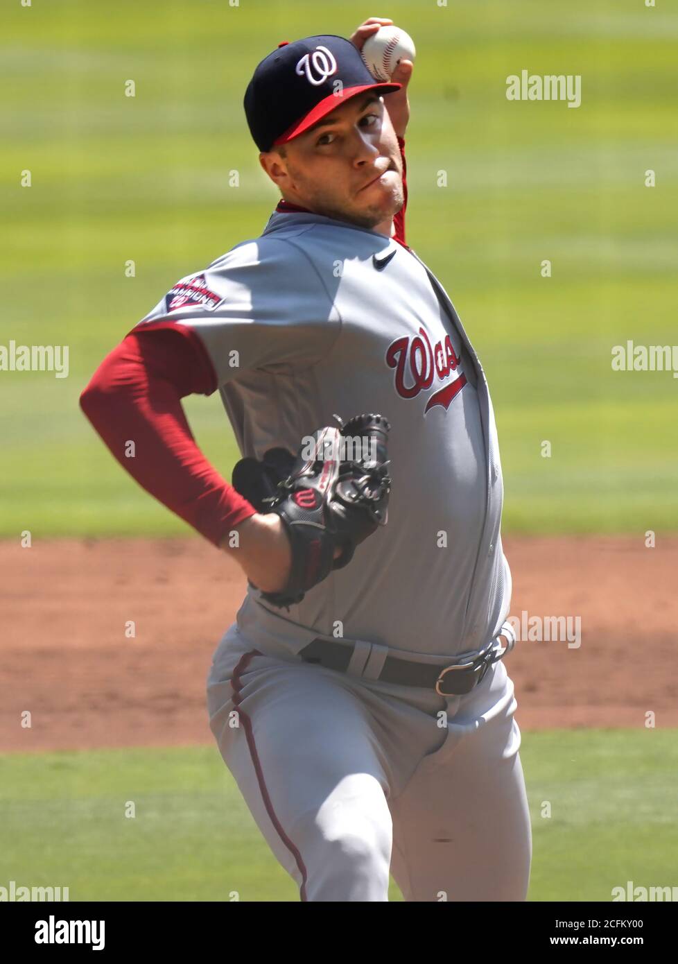 Atlanta, États-Unis. 06e septembre 2020. Les ressortissants de Washington commençant le pichet Patrick Corbin jette aux Braves d'Atlanta pendant le premier repas au Truist Park à Atlanta le dimanche 6 septembre 2020. Photo de Tami Chappell/UPI crédit: UPI/Alay Live News Banque D'Images