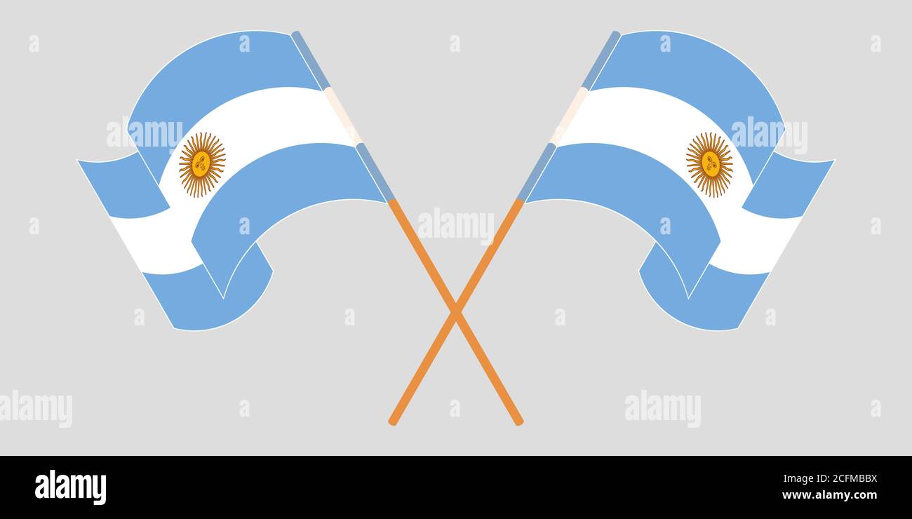 Drapeaux croisés et agités de l'Argentine. Illustration vectorielle Illustration de Vecteur