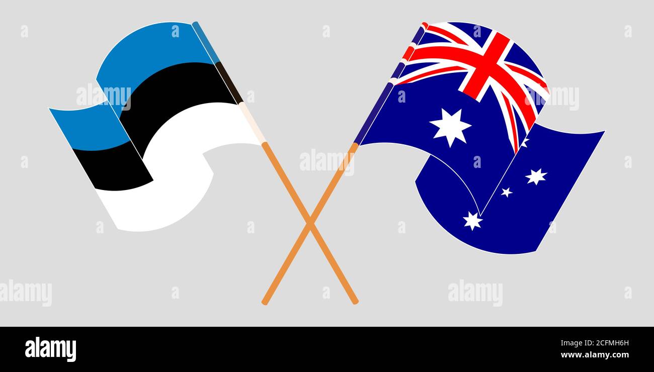 Drapeaux croisés et agités de l'Australie et de l'Estonie. Illustration vectorielle Illustration de Vecteur