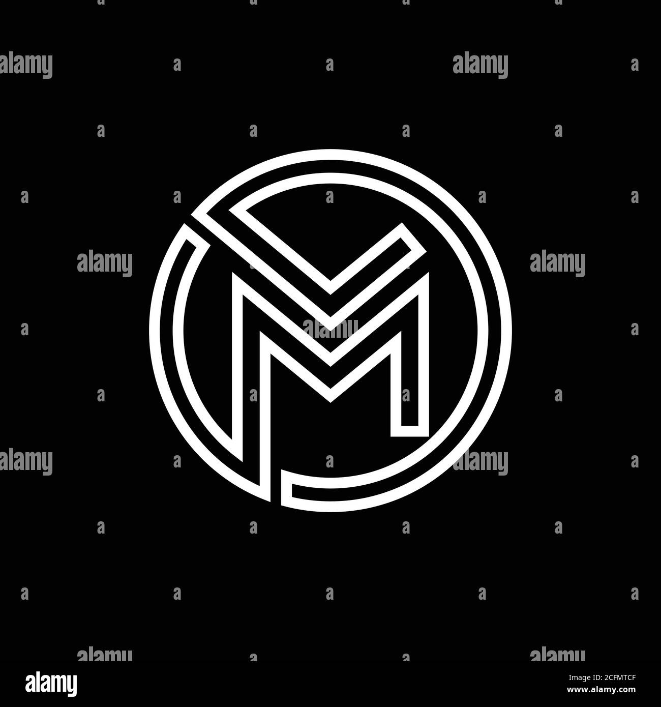 Logo initial lettre M avec modèle vectoriel de typographie professionnelle de cercle créatif. Design du logo Creative Abstract Letter M. Illustration de Vecteur