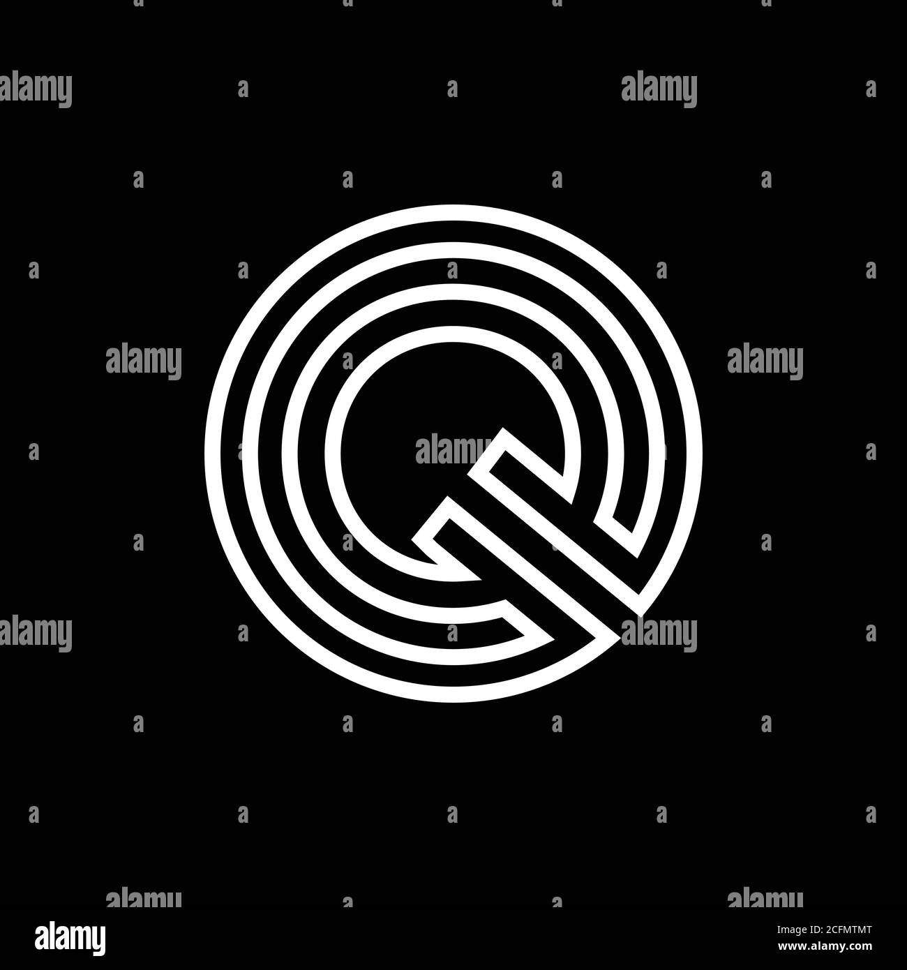 Logo lettre Q initiale avec modèle vectoriel de typographie professionnelle de cercle créatif. Design du logo Creative Abstract Letter Q. Illustration de Vecteur