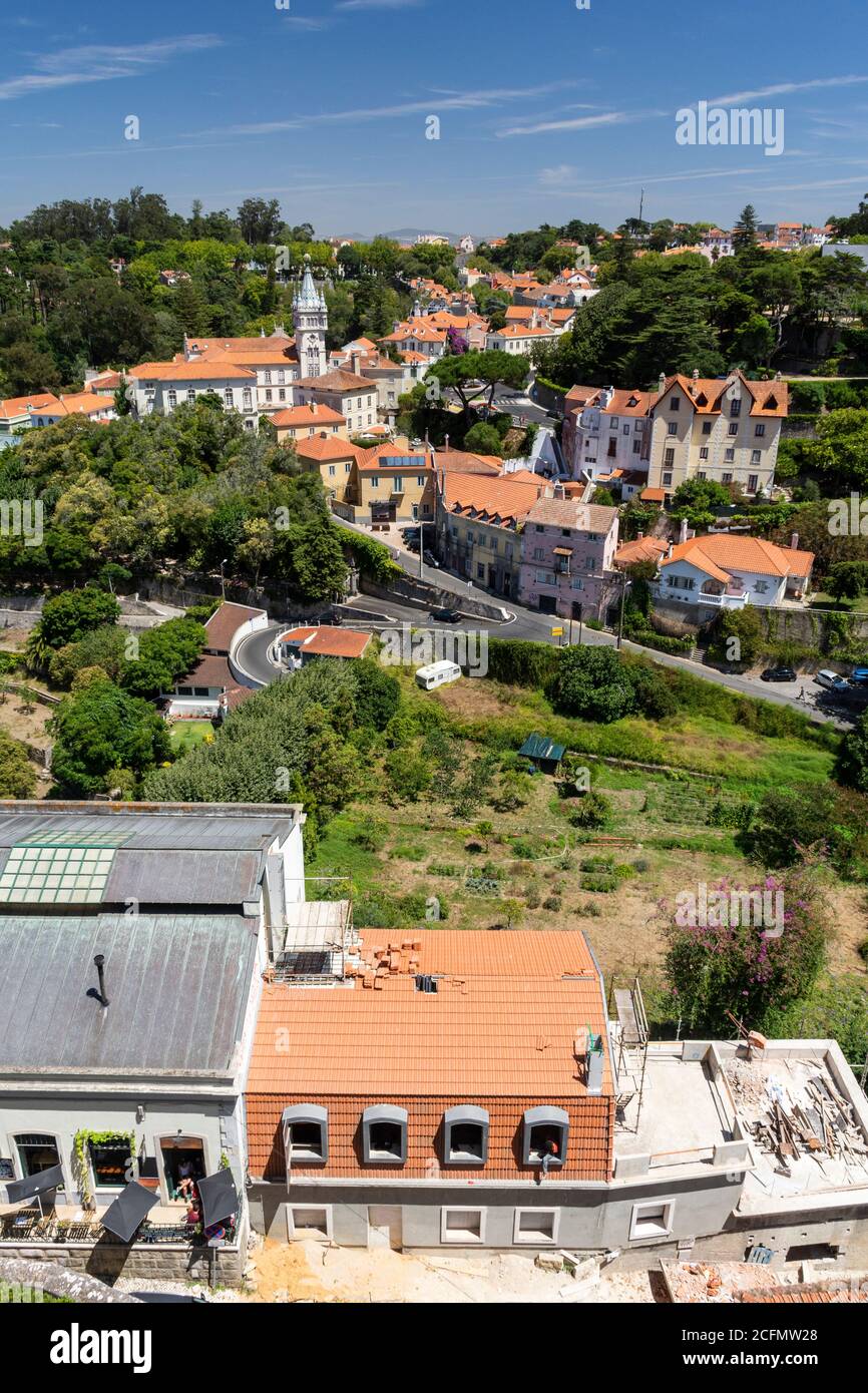 Belle vue sur les bâtiments historiques dans le centre-ville de Sintra, près de Lisbonne, Portugal Banque D'Images
