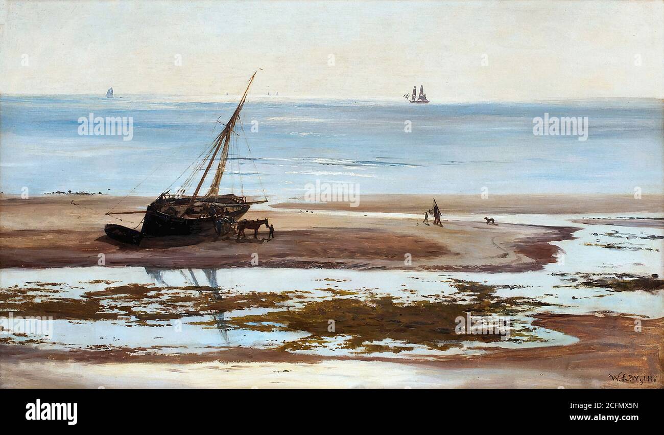 Wyllie William Lionel - sur les Sandbanks - British School - 19e siècle Banque D'Images