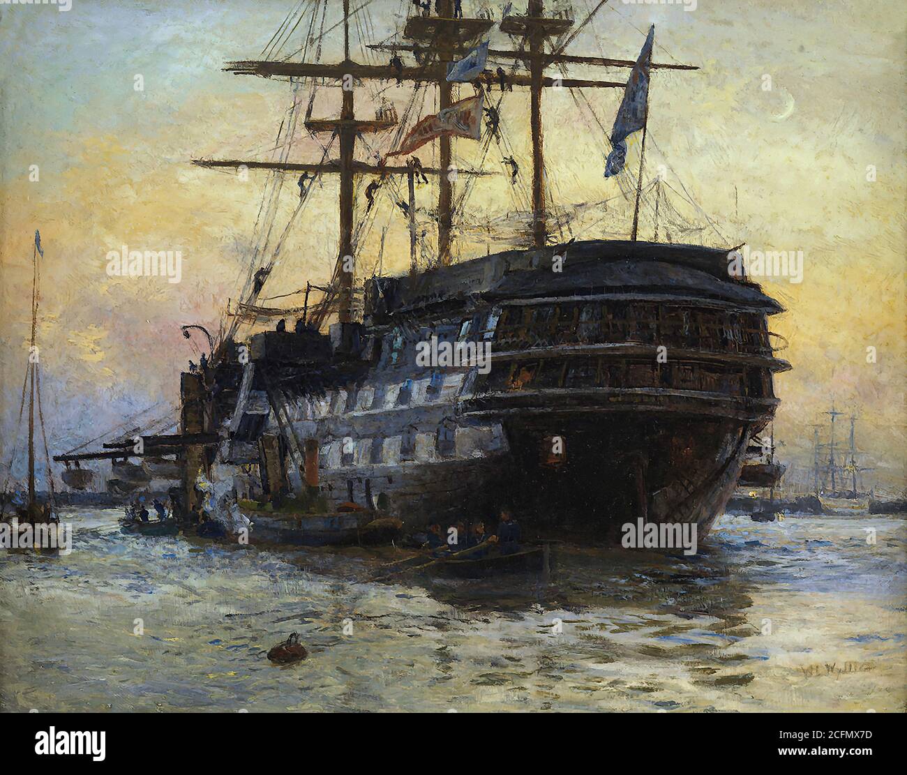 Wyllie William Lionel - HMS 'Warmalgré' - British School - 19e siècle Banque D'Images