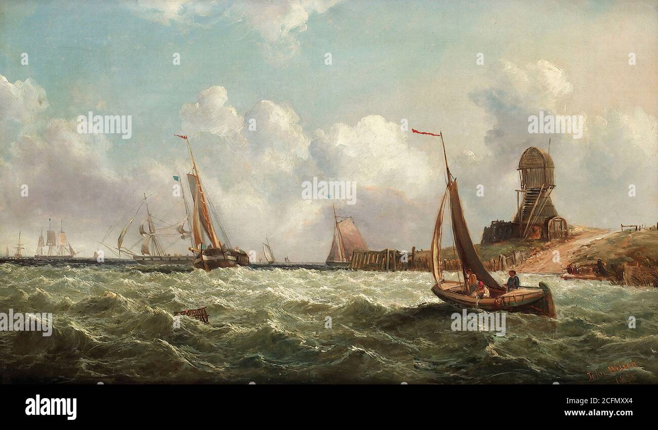 Wilson John James - navires sur la côte - Britannique École - 19e siècle Banque D'Images