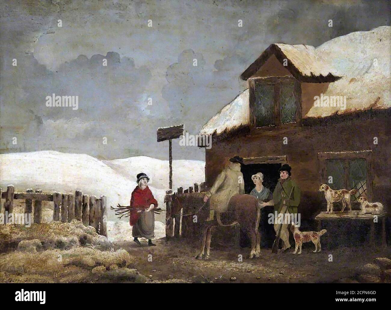 Stevens Alfred George - un village en hiver - Britannique École - 19e siècle Banque D'Images