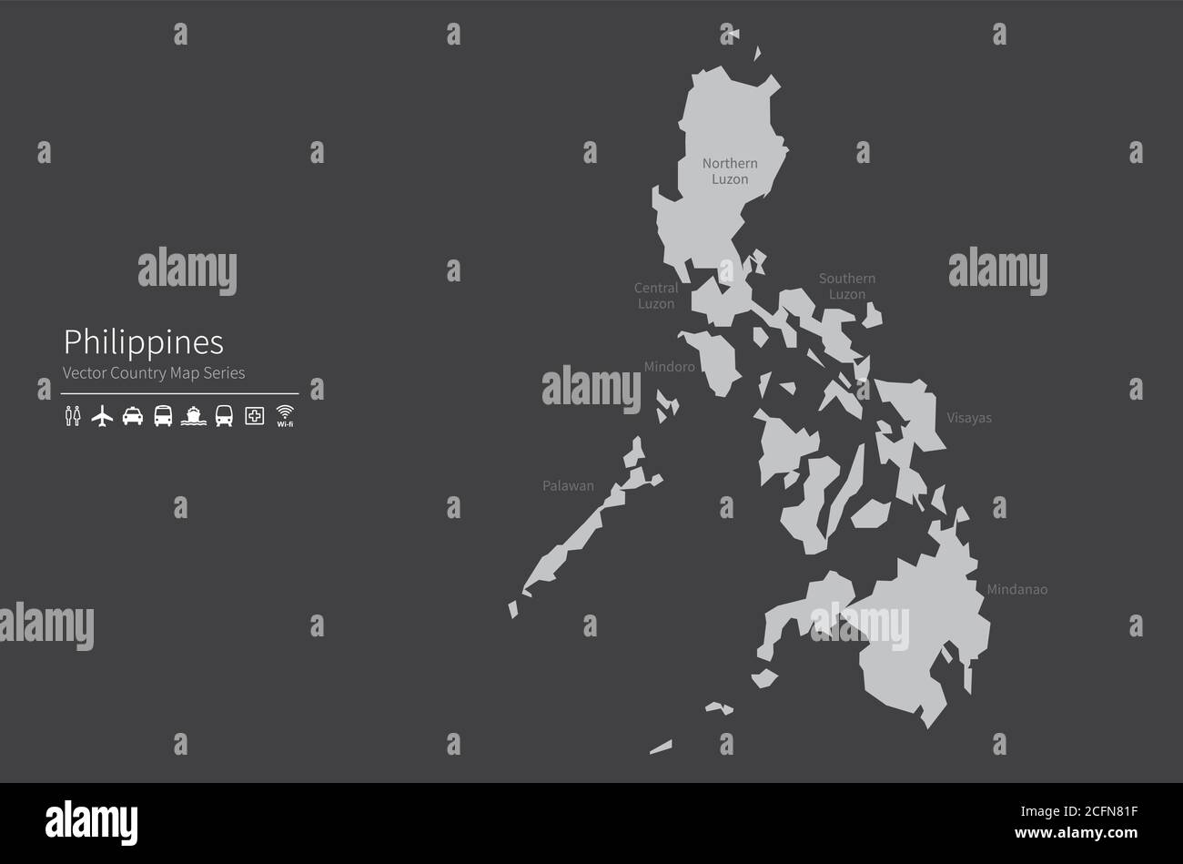 Carte des Philippines. Carte nationale du monde. Série de cartes de pays de couleur grise. Illustration de Vecteur