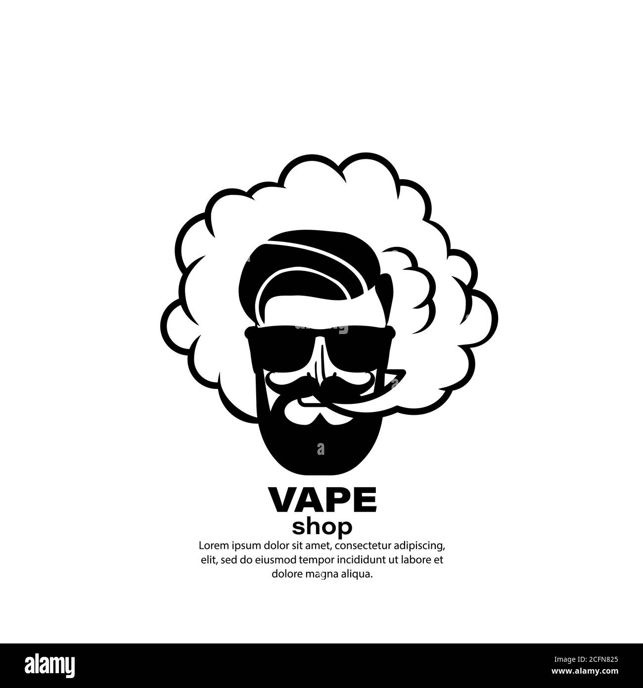 Label de boutique VAPE. Les hommes fument. Vecteur sur fond blanc isolé. SPE 10 Illustration de Vecteur