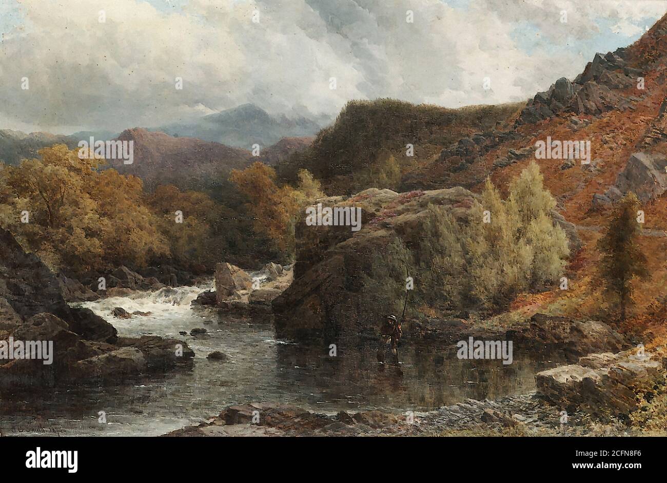 Smith John Brandon - The Angler - British School - 19e siècle Banque D'Images