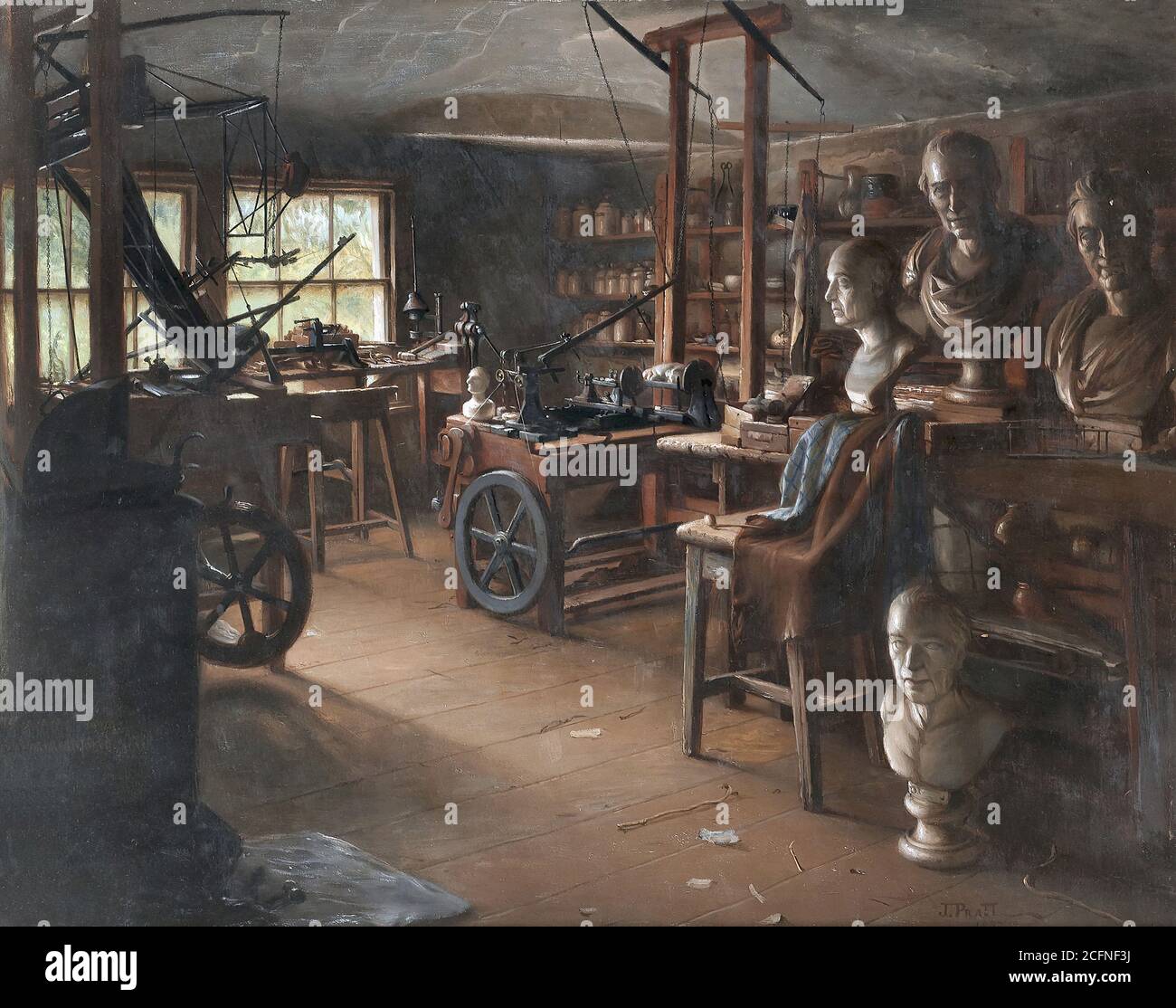 Pratt Jonathan - salle de travail de James Watt Heathfield Hall - British School - 19e siècle Banque D'Images