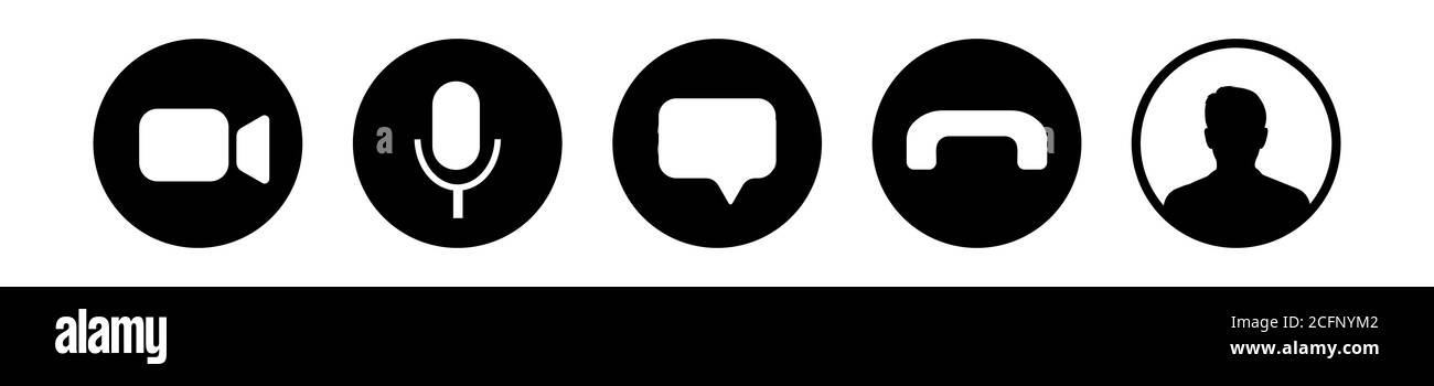 Modèle d'écran d'appel vidéo. Icônes d'étalonnage vidéo définies. Illustration de Vecteur