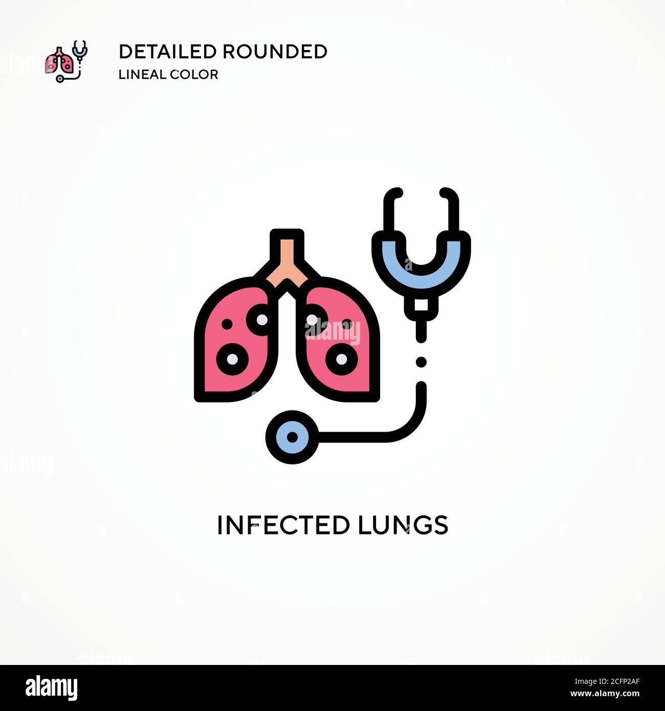 Icône de vecteur de poumons infectés. Concepts modernes d'illustration vectorielle. Facile à modifier et à personnaliser. Illustration de Vecteur