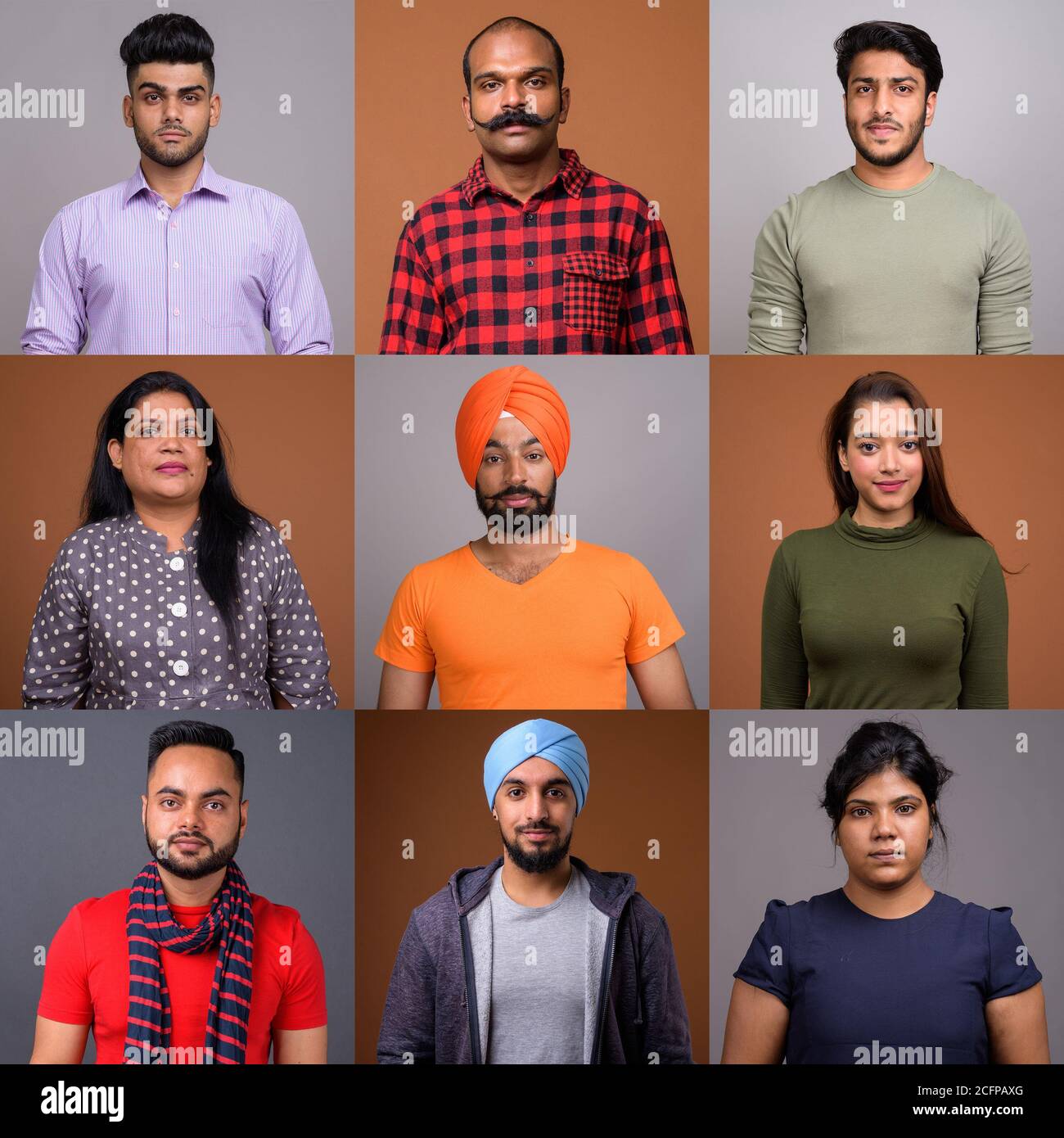 Studio photo collage de personnes indiennes mixtes Banque D'Images