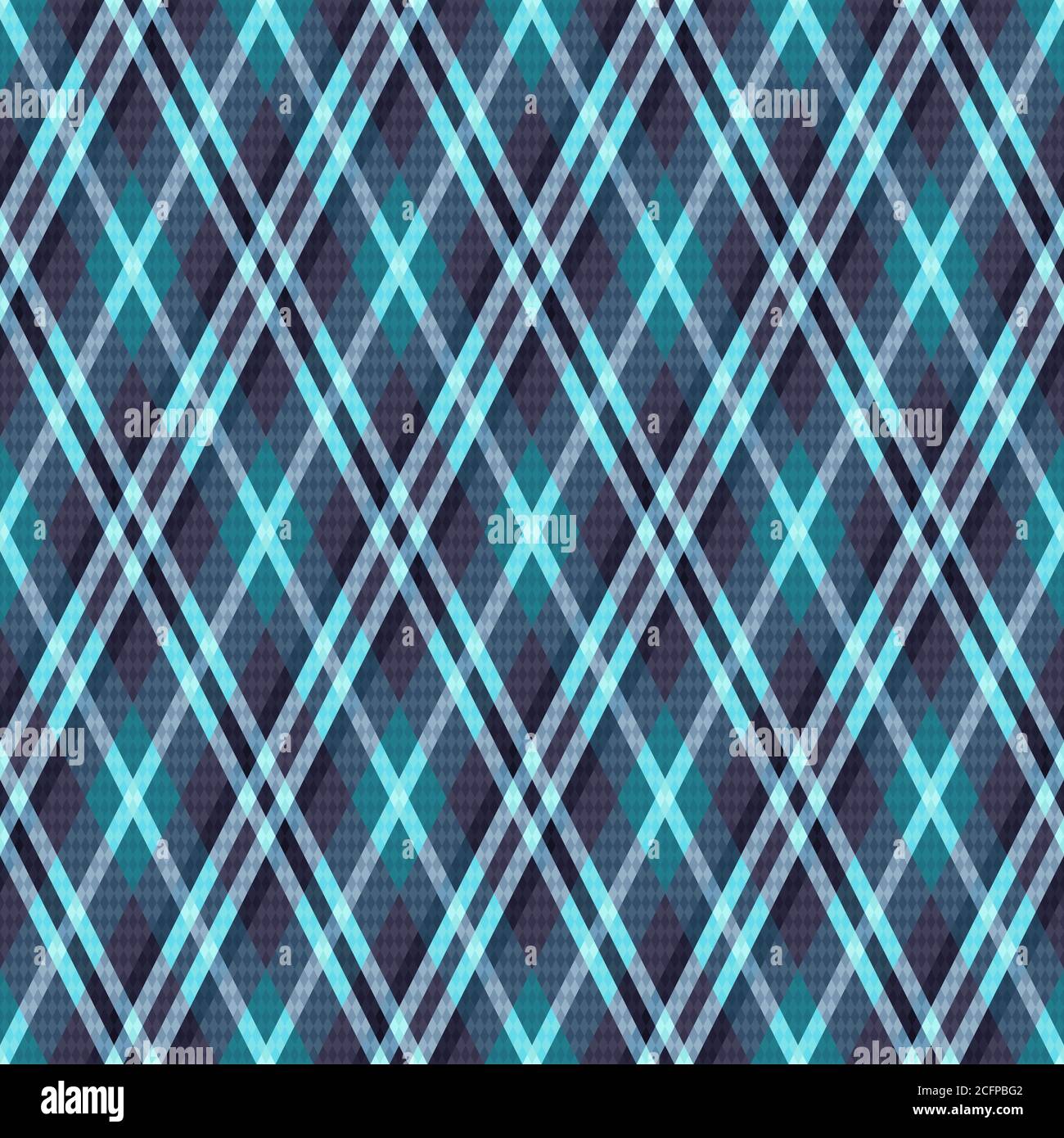 Motif d'illustration Rhomb détaillé sans couture comme un écossais principalement dans des teintes de bleu et de gris bleu, texture pour chemise en flanelle, écossais, nappes, tissu Illustration de Vecteur