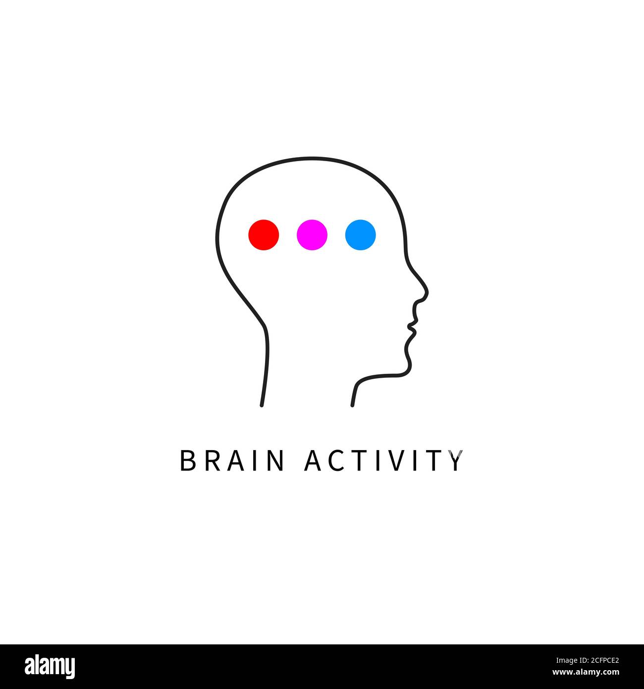 Activité cérébrale du logo. Penser le profil de la personne. Concept de psychologie. Santé du cerveau Illustration de Vecteur
