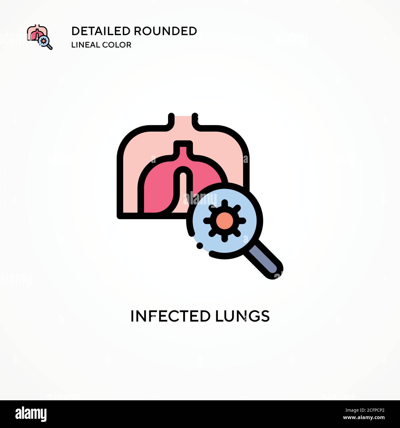 Icône de vecteur de poumons infectés. Concepts modernes d'illustration vectorielle. Facile à modifier et à personnaliser. Illustration de Vecteur
