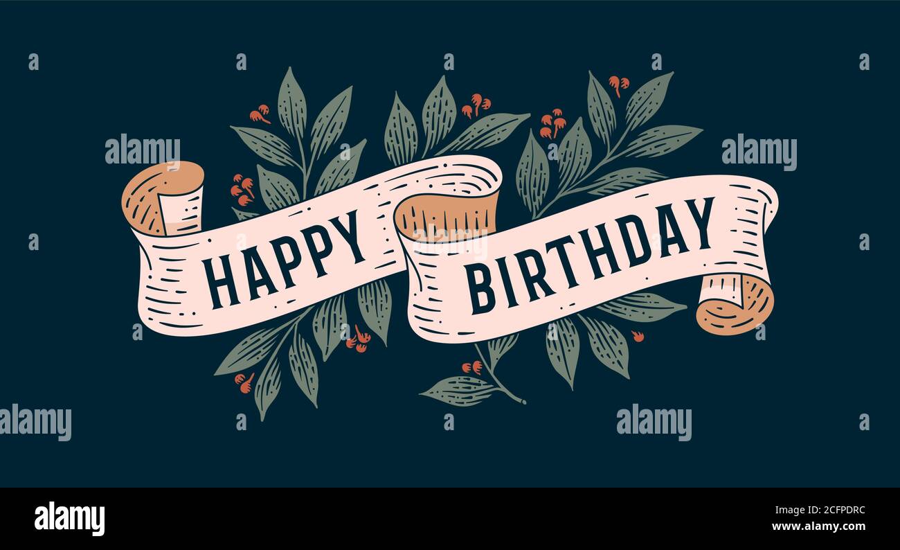Joyeux Anniversaire Carte De Vœux Retro Image Vectorielle Stock Alamy