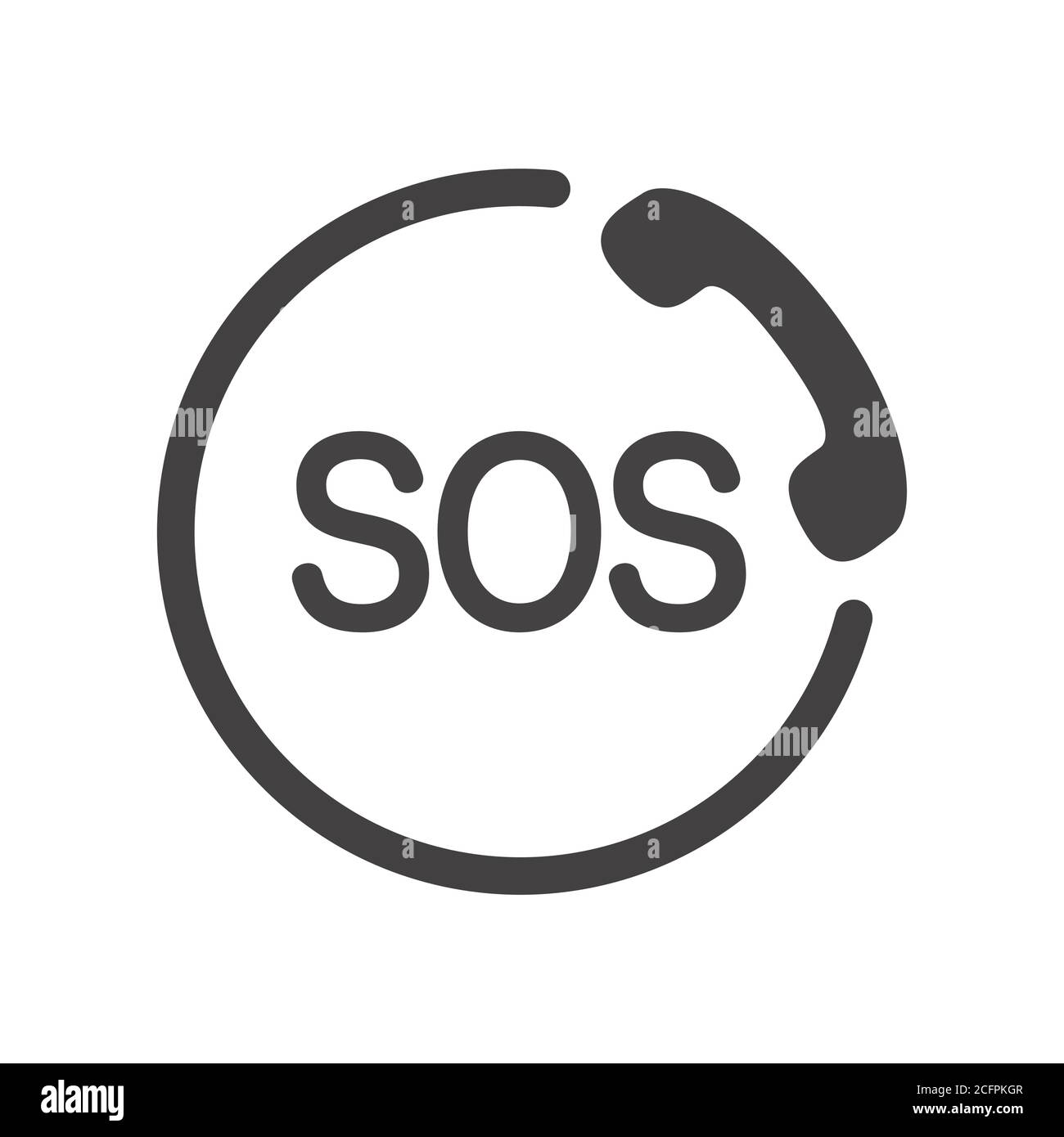 Icône SOS. Symbole de téléphone d'urgence. Chantent en blanc sur fond rouge. Illustration de Vecteur