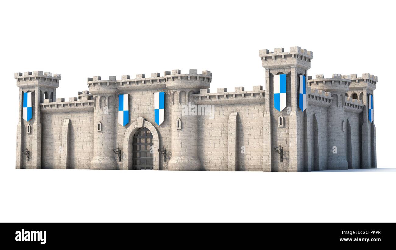 Château du Moyen âge, forteresse médiévale rendu 3d Banque D'Images