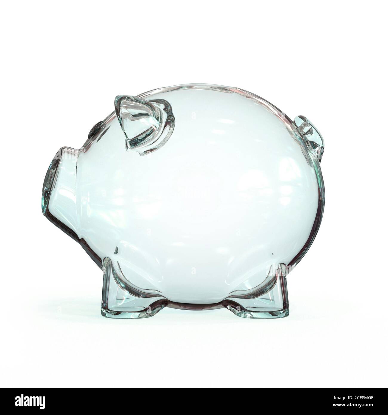 Vielle banque de porc en verre sur fond blanc rendu 3d Banque D'Images