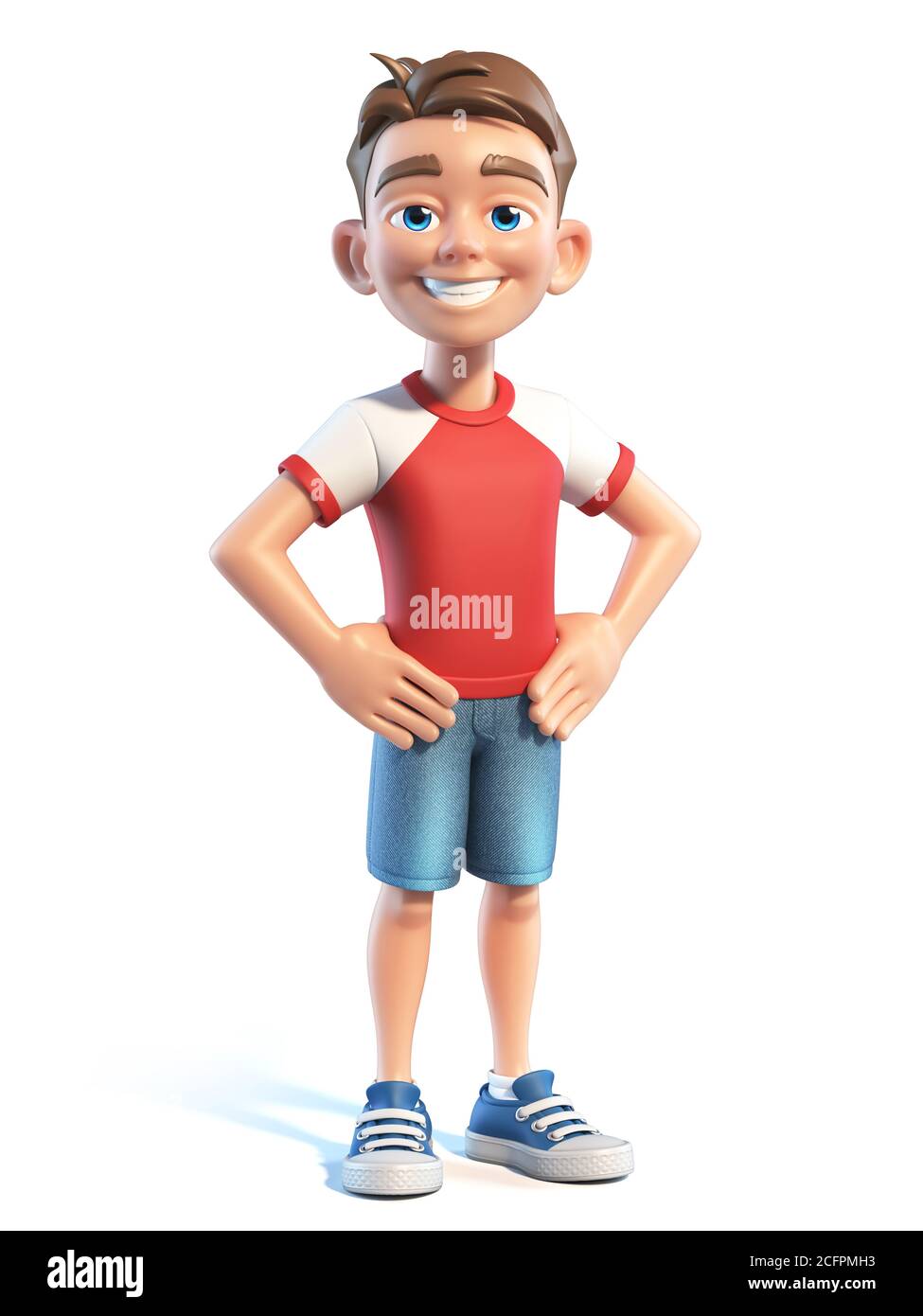 Personnage De Dessin Anime Stylise Jeune Garcon Rendu En 3d Pour Enfant D Ecole Photo Stock Alamy