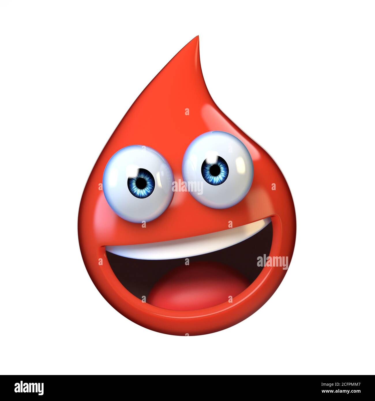 Mascote de goutte de sang avec rendu 3d visage souriant Banque D'Images