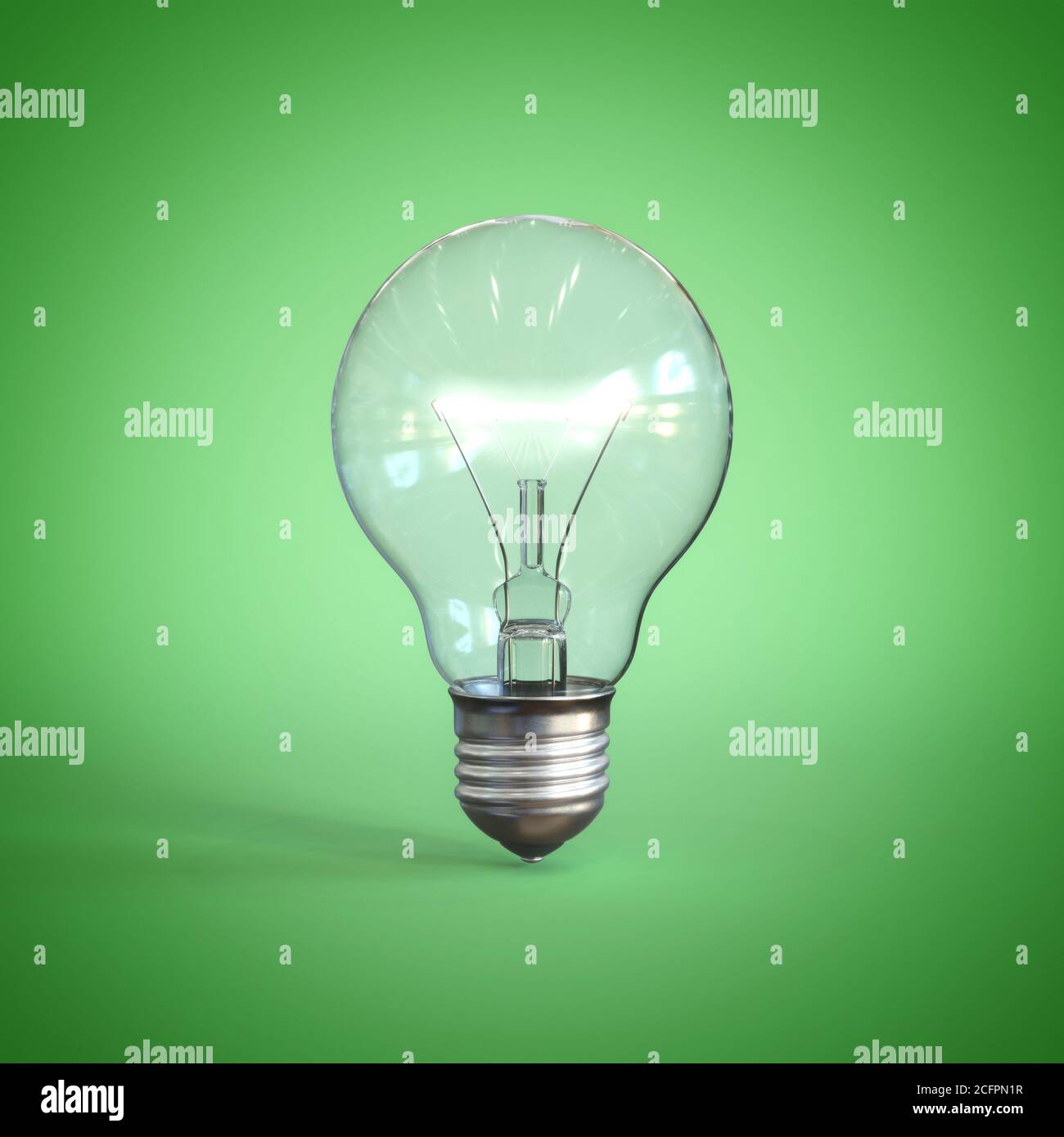 Ampoule sur fond vert rendu 3d Banque D'Images