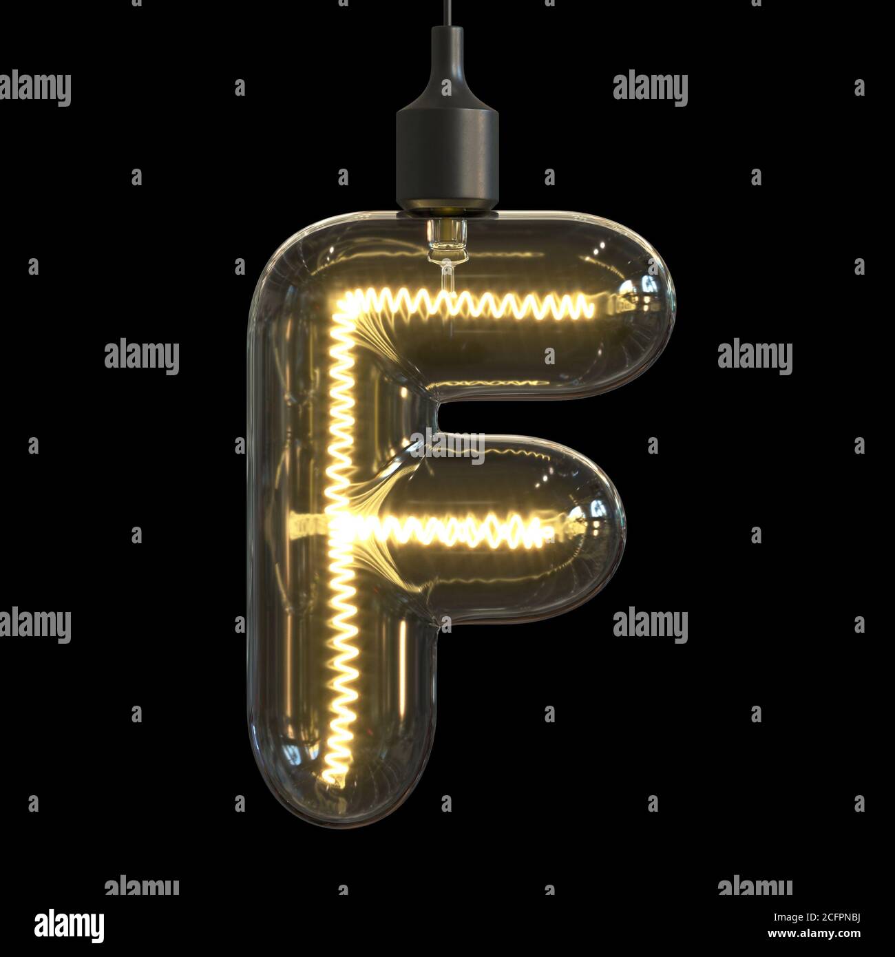Ampoule 3d police 3d rendu 3D lettre F Banque D'Images
