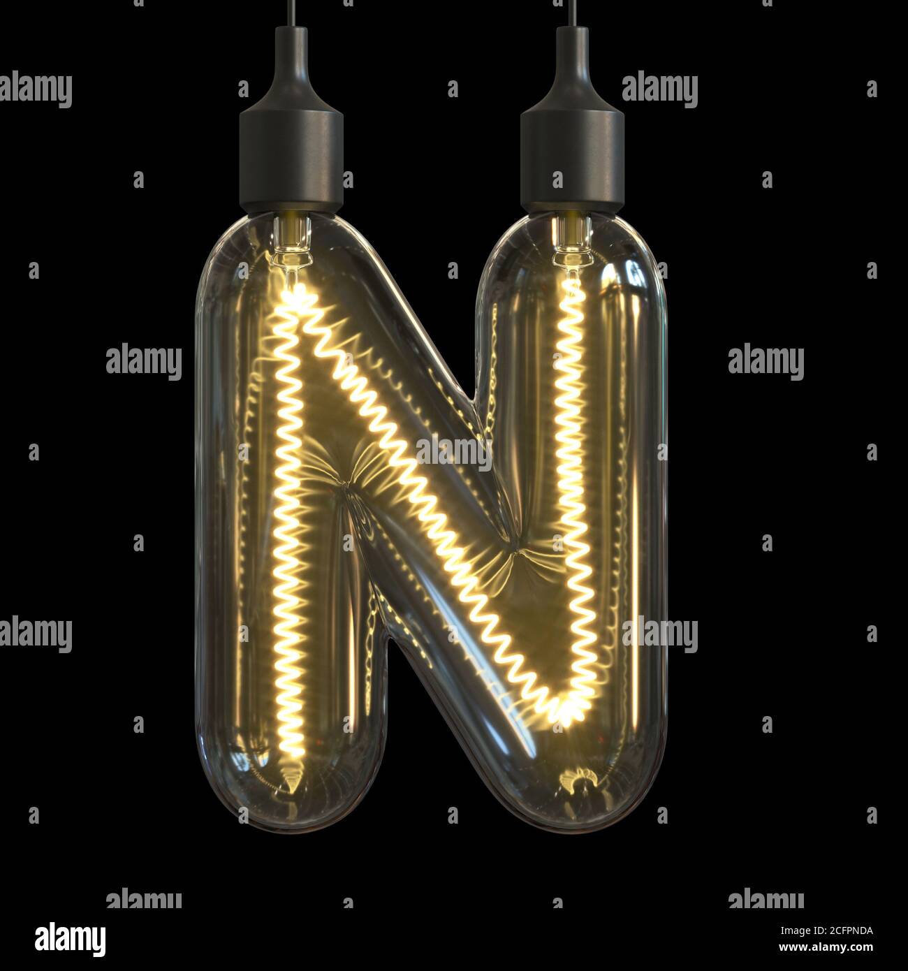 Ampoule 3d police 3d rendu 3d lettre N Banque D'Images