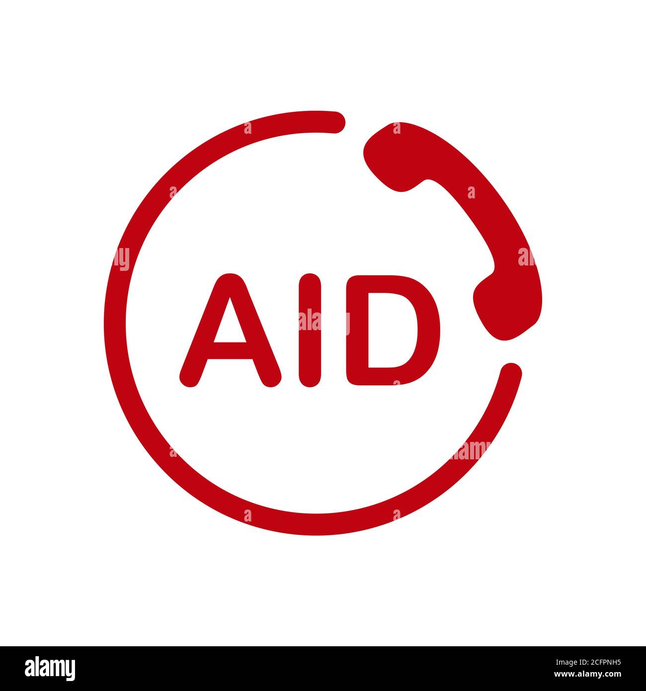 ICÔNE AIDE. Symbole de téléphone d'urgence. Signe rouge sur fond blanc. Illustration de Vecteur