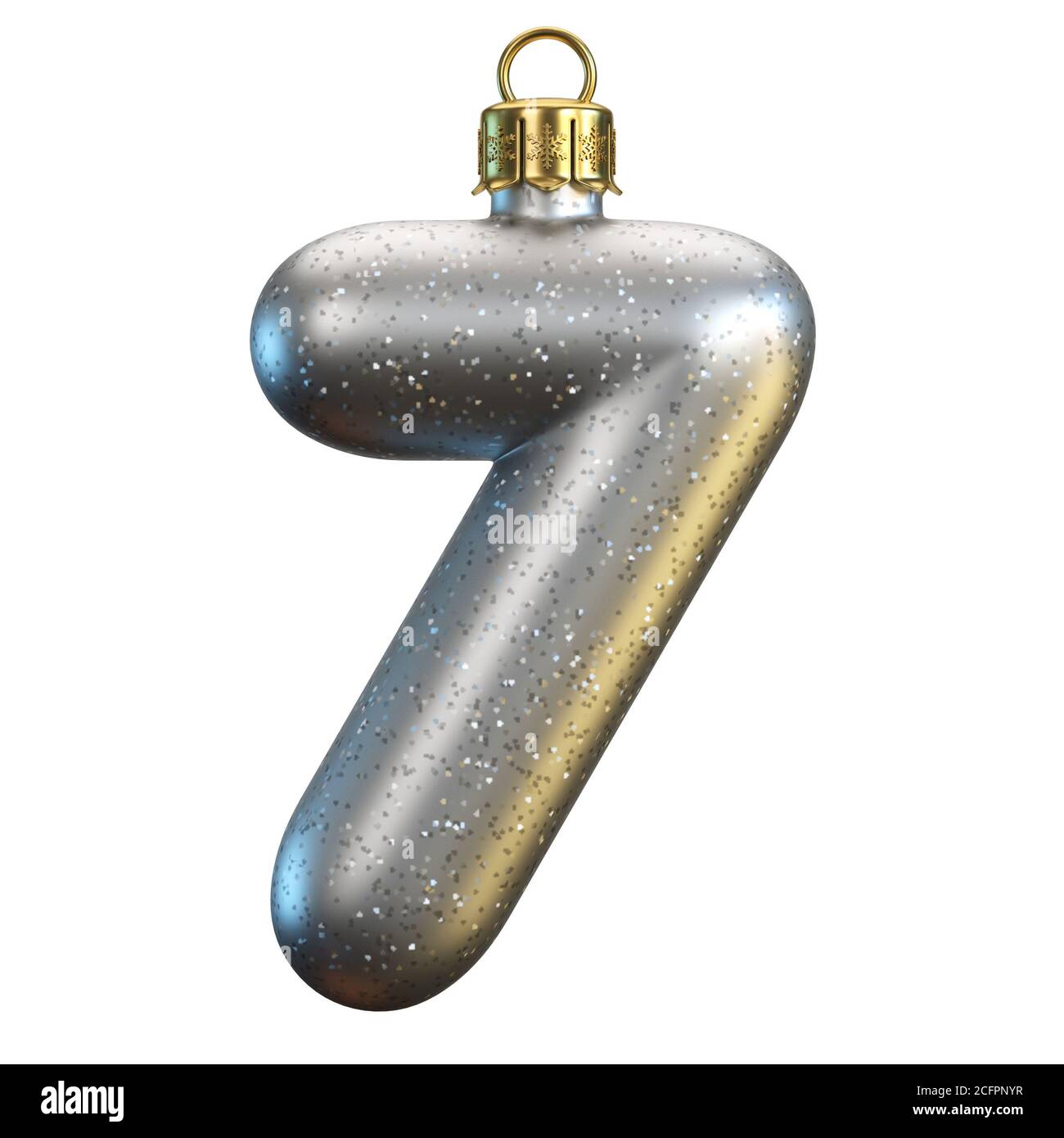 Police de décoration d'arbre de Noël, rendu 3d, numéro 7 Banque D'Images