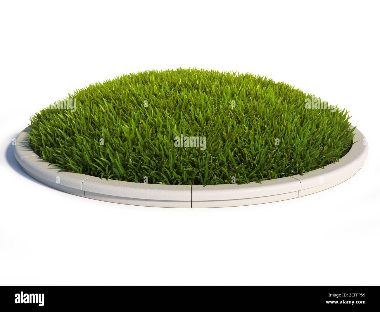 Surface d'herbe arrondie avec rendu 3d de bord de béton Banque D'Images