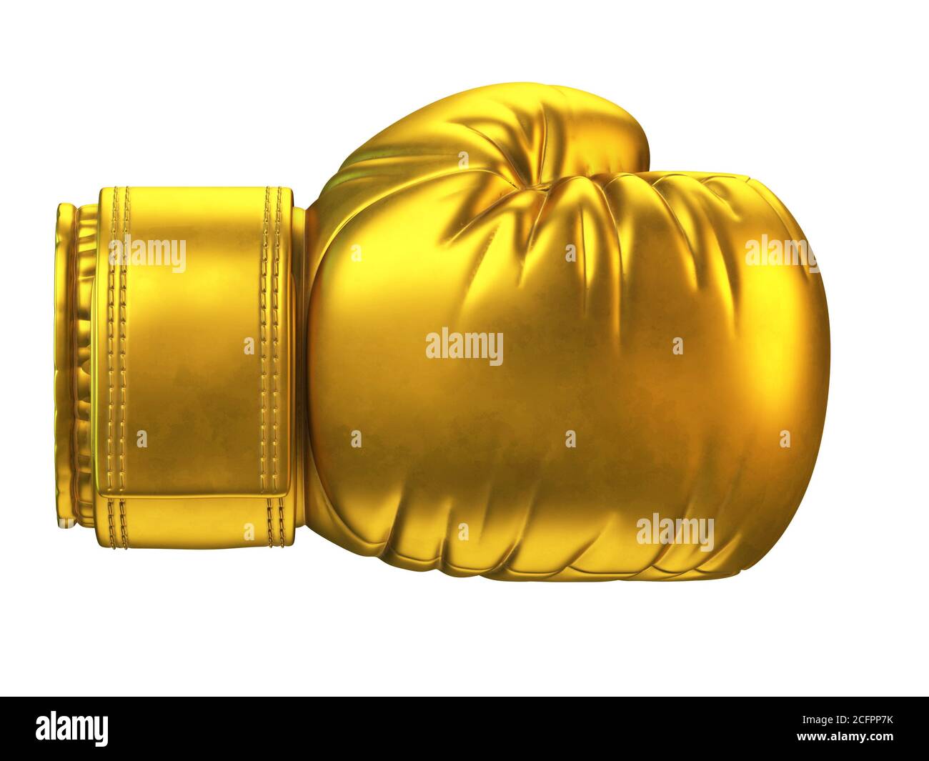 Gant de boxe doré isolé sur fond blanc rendu 3d Banque D'Images