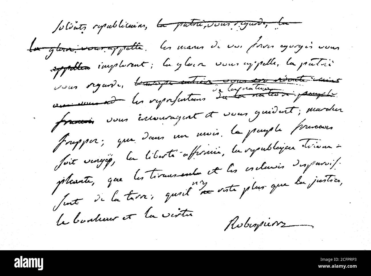 Maximilien Robespierre, 6 mai 1758 - 28 juillet 1794, Maximilien-François-Marie-Isidore, Maximilien Robespierre, avocat français, révolutionnaire et chef politique des Jacobins, lettre du 26 octobre 1793 l'Armée républicaine, France / Maximilien de Robespierre, 6. Mai 1758 - 28. Juli 1794, französischer Rechtsanwalt, Revolutionär und führender Politiker der Jakobiner, Brief vom 26. Oktober 1793 an die republikanische Armee, Frankreich, Historisch, historique, numérique reproduction améliorée d'un original du 19ème siècle / digitale Reproduktion einer Originalvorlage aus dem 19. Jahrhund Banque D'Images