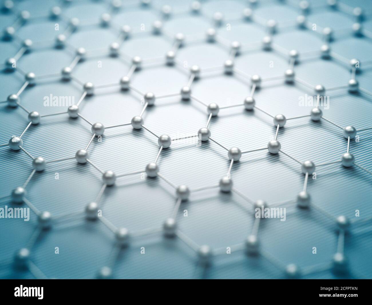 Grille moléculaire du graphène, concept de structure atomique du graphène, forme géométrique hexagonale, rendu 3d de fond de la nanotechnologie Banque D'Images