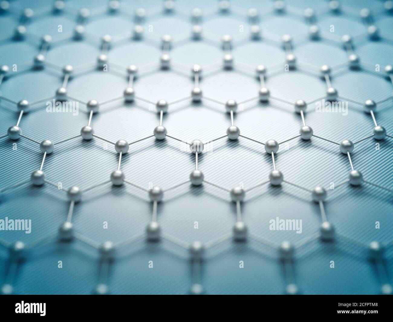 Grille moléculaire du graphène, concept de structure atomique du graphène, forme géométrique hexagonale, rendu 3d de fond de la nanotechnologie Banque D'Images