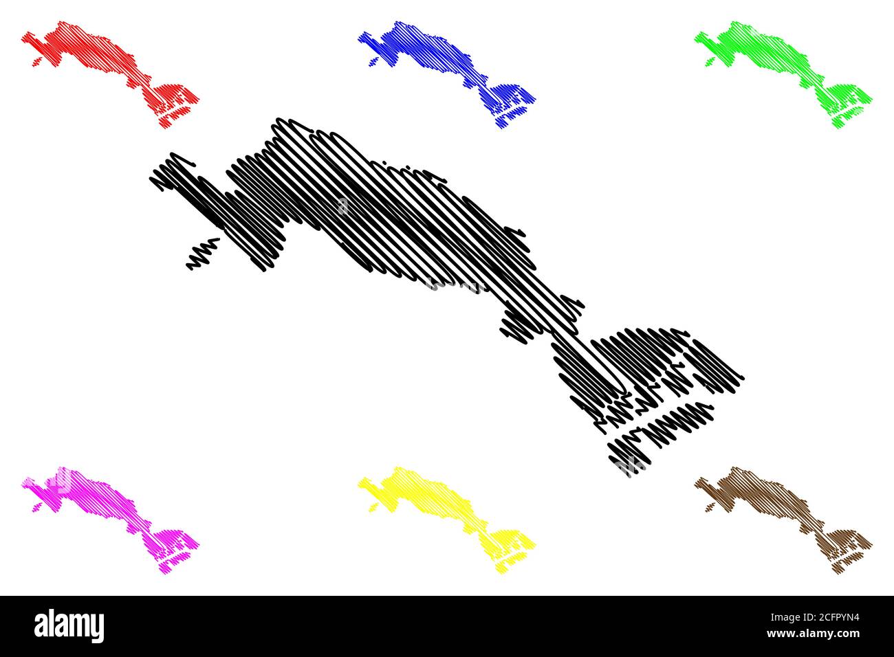 Illustration vectorielle de la carte de la ville de Kawasaki (État du Japon, pays insulaire, préfecture de Kanagawa), croquis de scribble carte de la ville de Kawasaki Illustration de Vecteur