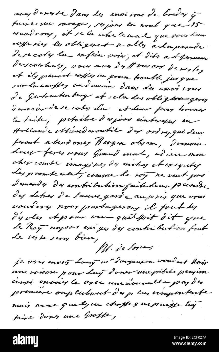 Lettre du Comte Maréchal Maurice de Saxe, Hermann Saxe, Maréchal Saxe, 28 octobre 1696 - 30 novembre 1750, au Comte Ulrich Friedrich Woldemar Freiherr de Löwendal 1er avril 1700 - 27 mai 1755, commandant militaire allemand et Maréchal de France, Page 2 / Brief des Marschall Graf Moritz von Sachsen, Hermann Moritz Graf von Sachsen, Marschall von Sachsen, 28. Oktober 1696 - 30. Novembre 1750, an den Ulrich Friedrich Woldemar Freiherr Graf von Löwendal, 1. Du 1700 au 27 avril. AM 1755 , deutscher Feldherr, und Marschall von Frankreich, Seite 2, Historisch, historique, digital reproved rep Banque D'Images