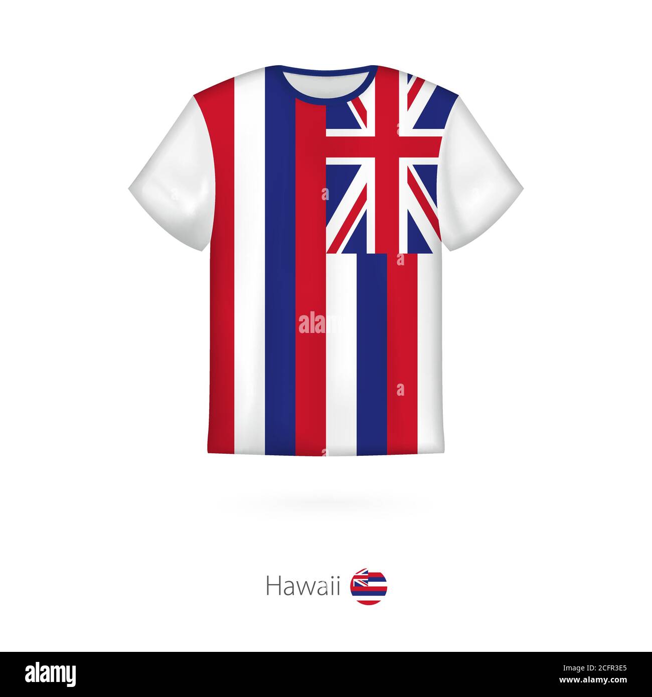 T-shirt avec drapeau de l'État américain d'Hawaï. Modèle vectoriel pour t-shirt. Illustration de Vecteur