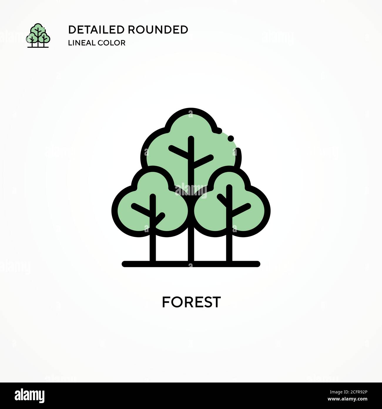 Icône de vecteur de forêt. Concepts modernes d'illustration vectorielle. Facile à modifier et à personnaliser. Illustration de Vecteur