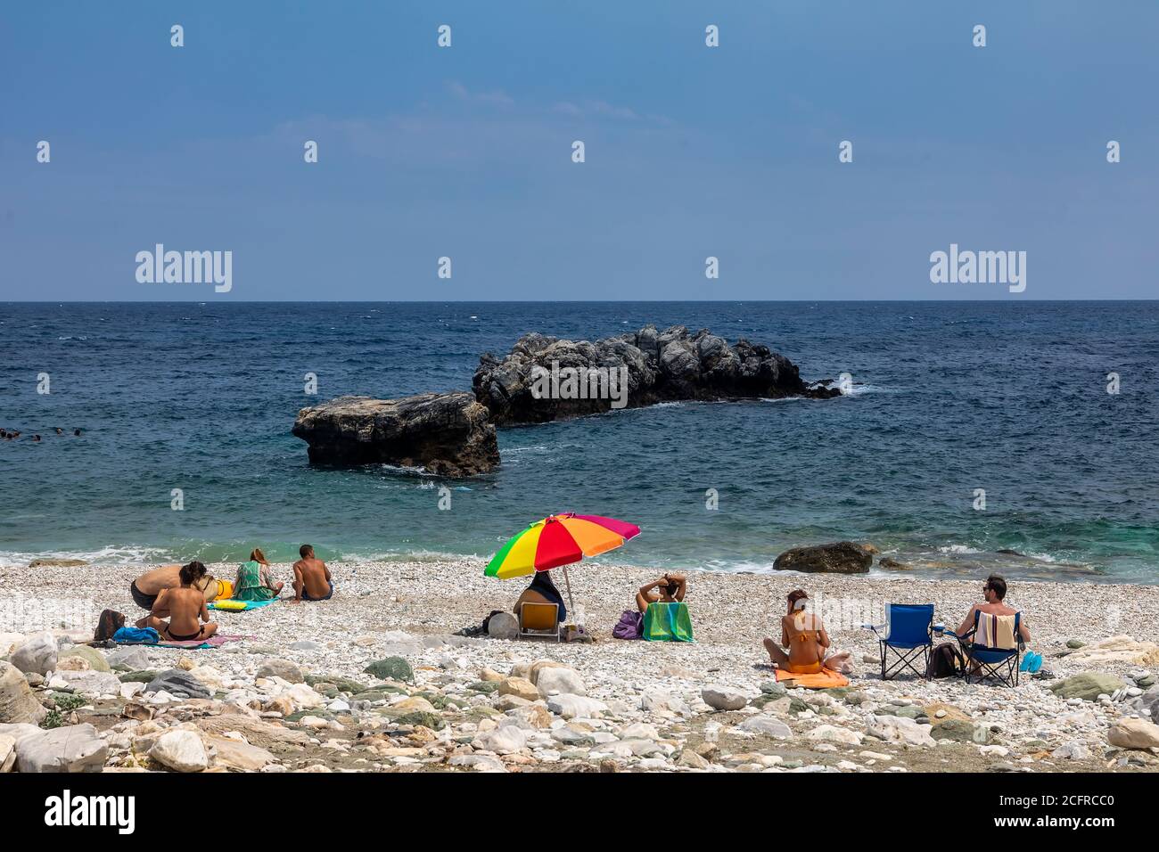 Pélion, Grèce - 8 août 2020 : plage pittoresque de Damouchari à Pélion, en Grèce Banque D'Images
