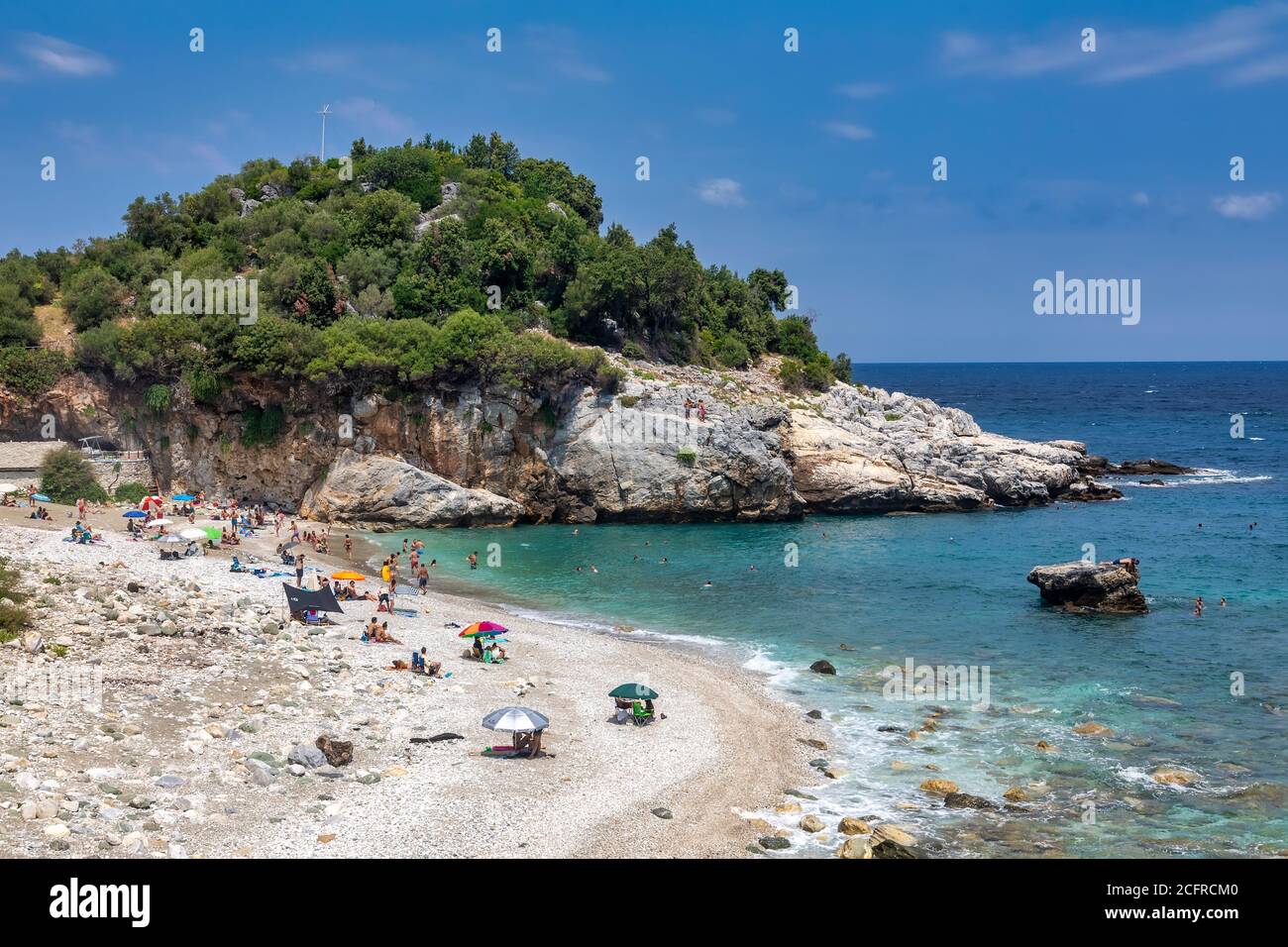 Pélion, Grèce - 8 août 2020 : plage pittoresque de Damouchari à Pélion, en Grèce Banque D'Images