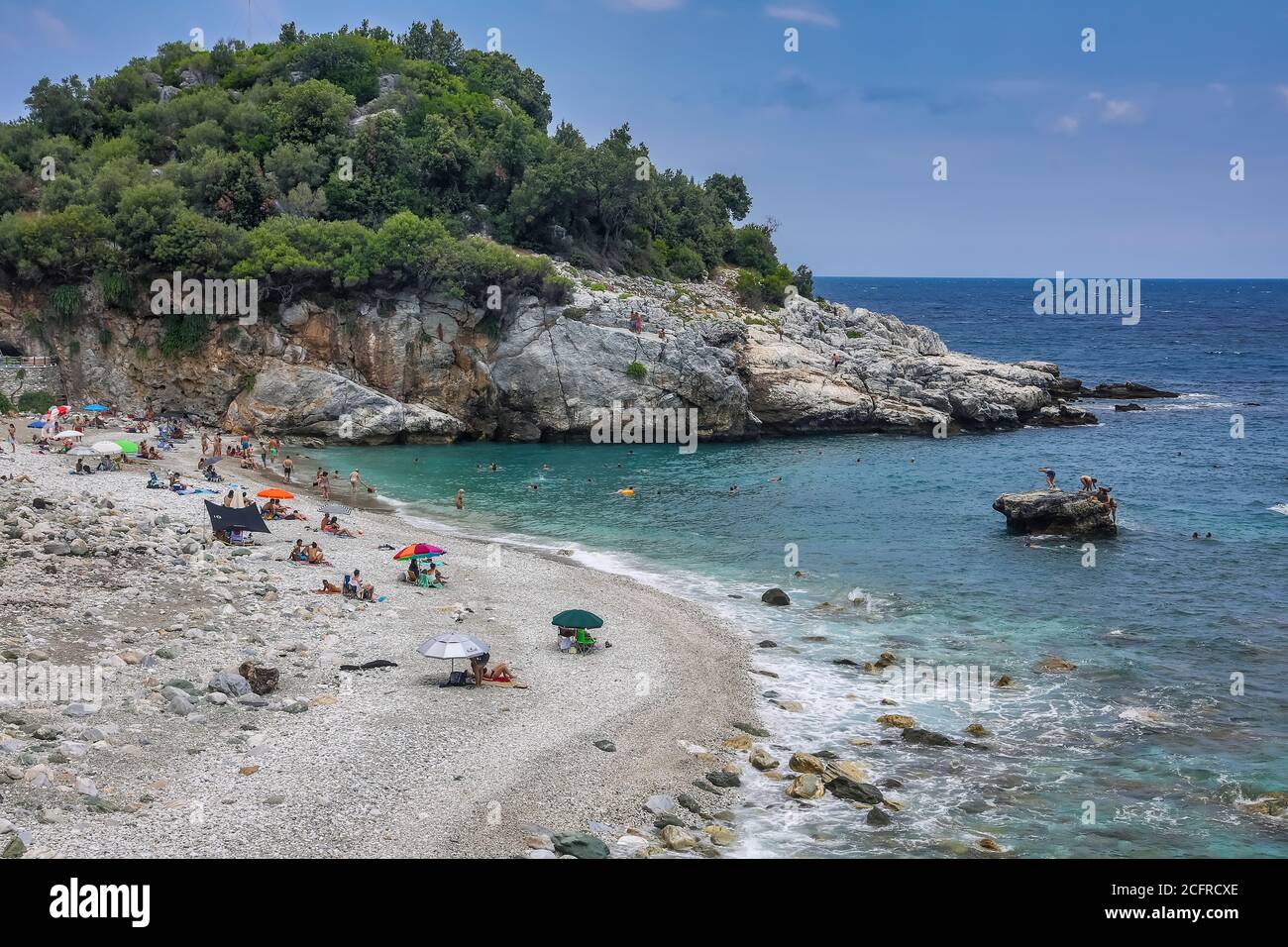 Pélion, Grèce - 8 août 2020 : plage pittoresque de Damouchari à Pélion, en Grèce Banque D'Images